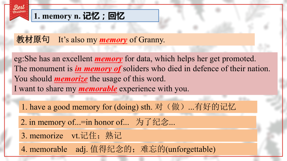 Unit 3 Lesson 3 Memories of ChristmasLanguage Points知识点（ppt课件） -2022新北师大版（2019）《高中英语》必修第一册.pptx_第2页