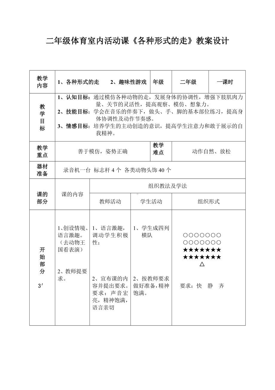 二年级体育教案-各种形式的走 全国通用.doc_第1页