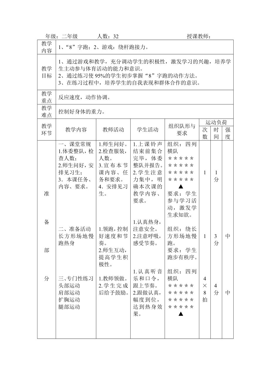 二年级体育教案-水平一《“8”字跑》教学设计 全国通用.doc_第2页