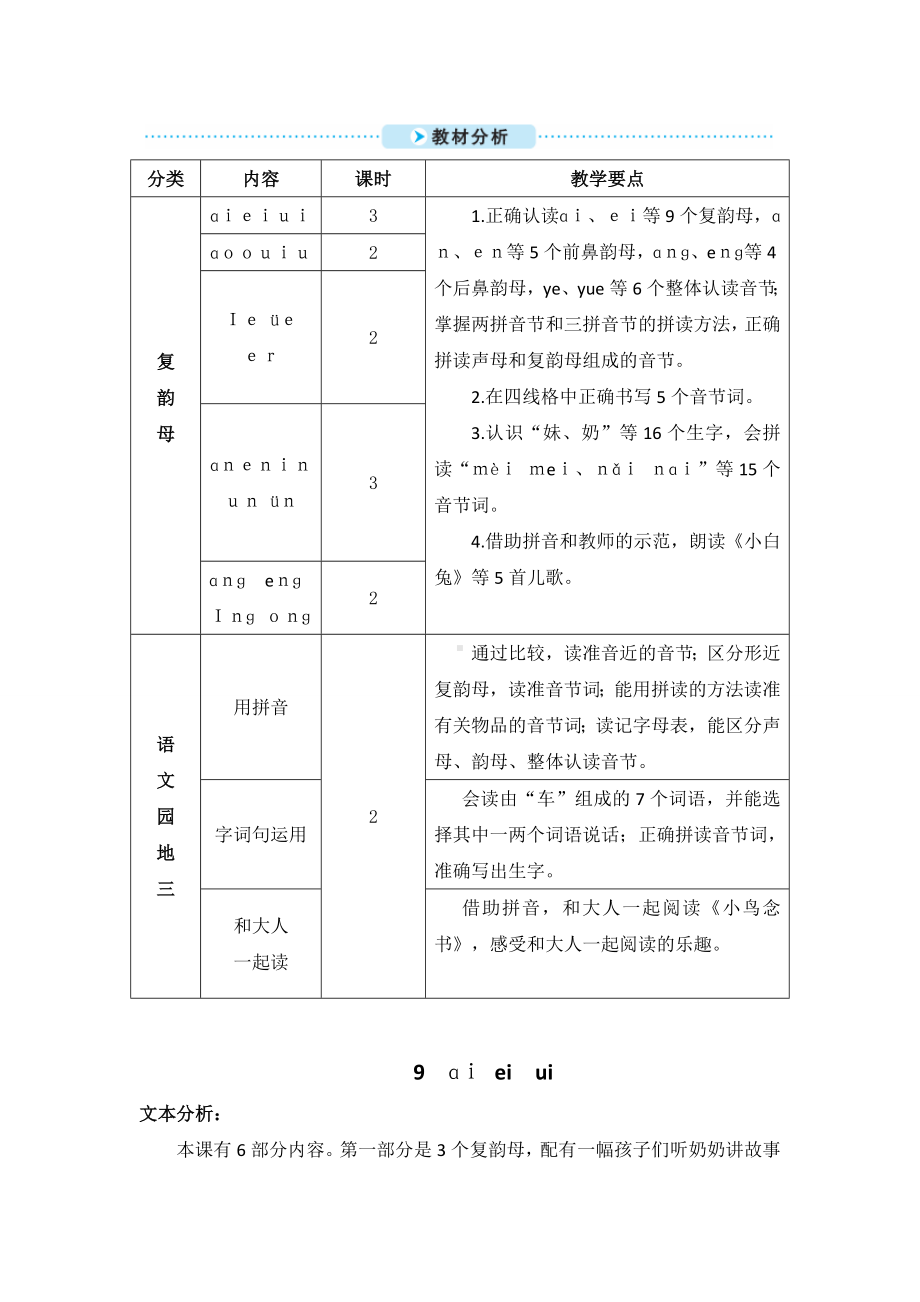 一年级上册语文教案-汉语拼音9 ai ei ui人教（部编版）.doc_第2页