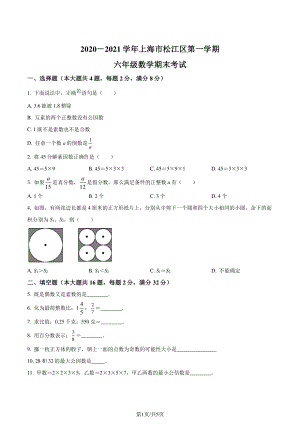 上海市松江区2020-2021六年级数学上册期末试卷+答案.pdf