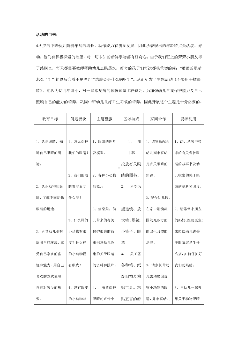 中班安全主题二则：不要用手揉眼睛.doc_第1页