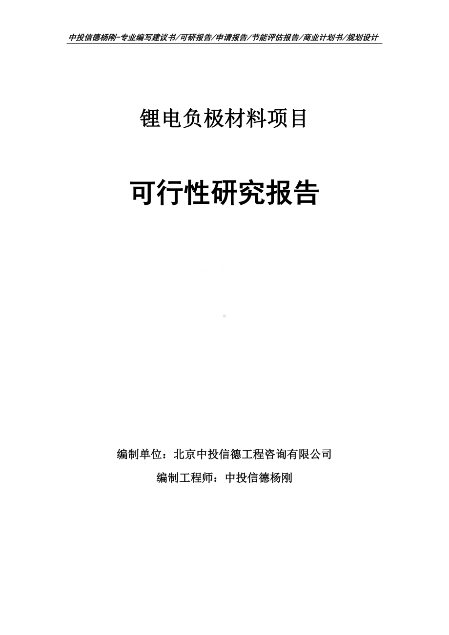 锂电负极材料建设可行性研究报告.doc_第1页