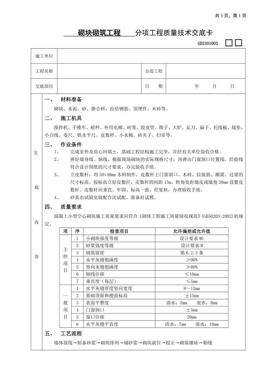 砌块砌筑工程参考模板范本.doc_第1页