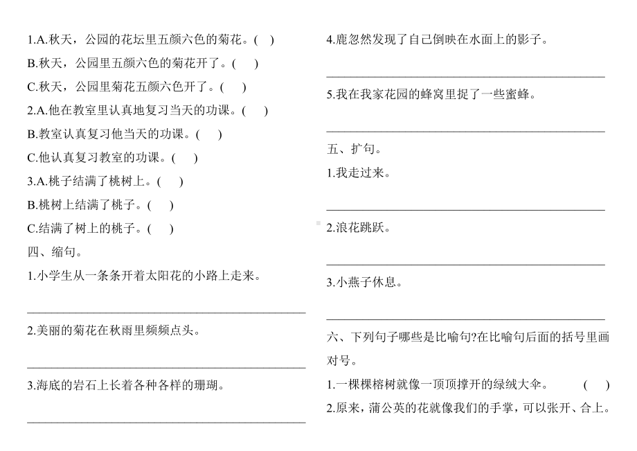 三年级上册语文专项练习-句子专题突破 人教部编版.docx_第2页