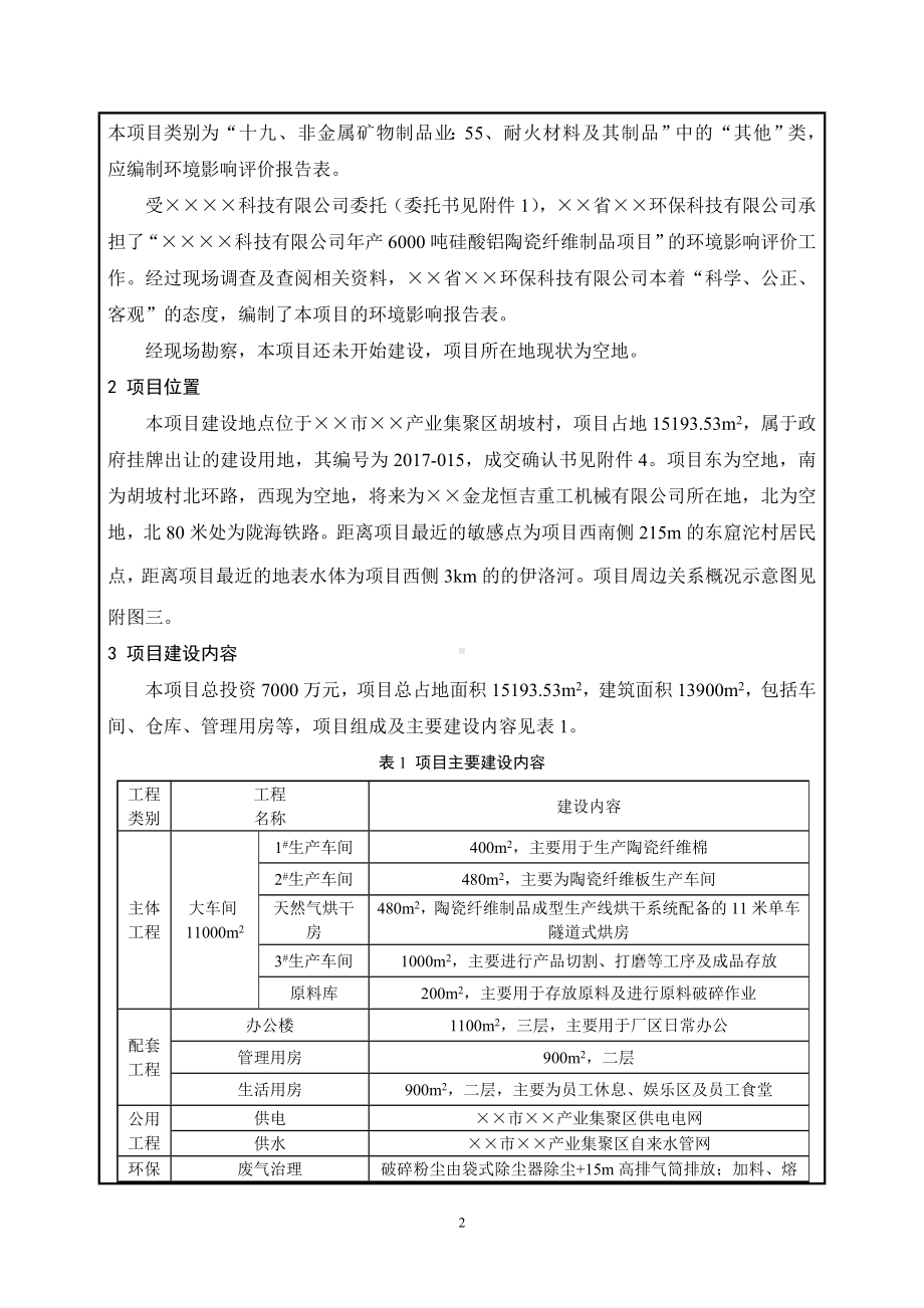 年产6000吨硅酸铝陶瓷纤维制品项目建设项目环境影响报告表参考模板范本.doc_第3页