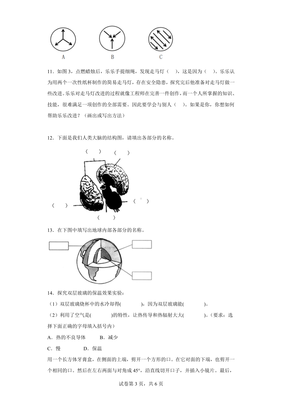 2022新苏教版五年级上册《科学》综合题 专项训练（含答案）.doc_第3页