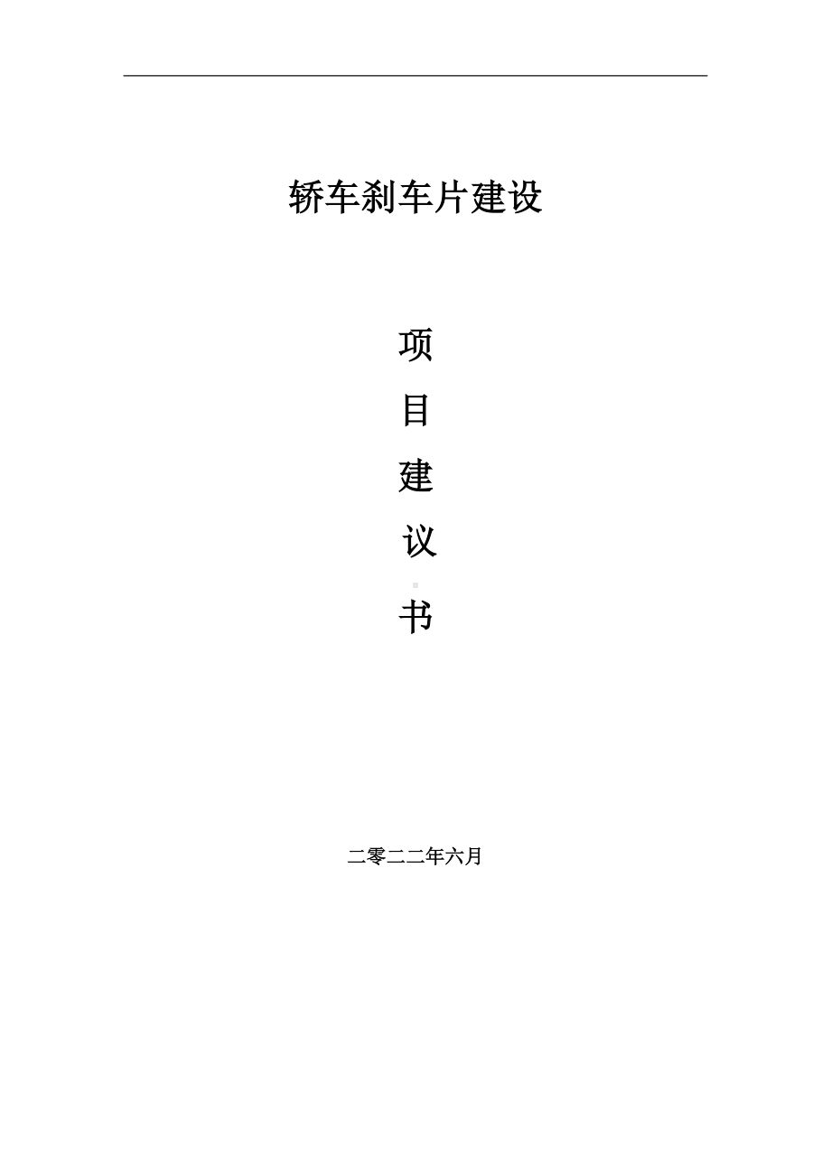 轿车刹车片项目建议书（写作模板）.doc_第1页