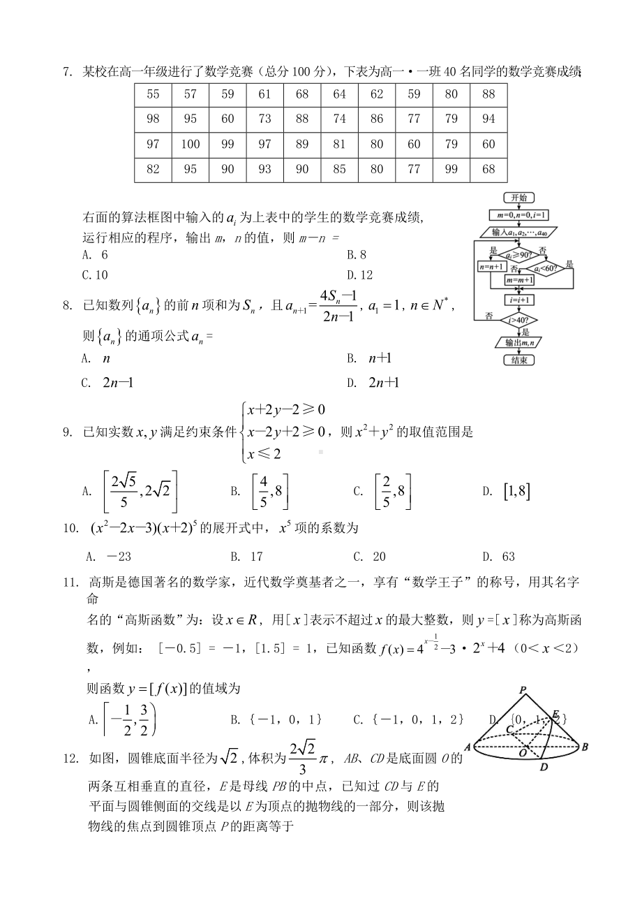 四川省眉山市高中2020届高三数学下学期第二次诊断性考试试题理.doc_第2页