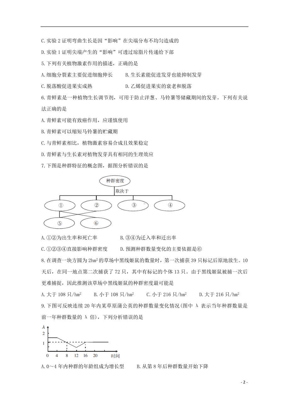 山西省2018-2019学年高二生物上学期期末测评考试试题II.doc_第2页