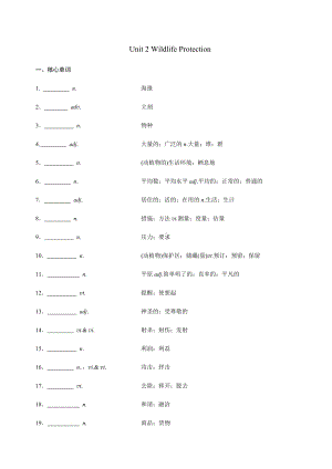 Unit 2 Wildlife Protection 知识点检测-（2019）新人教版高中英语高一必修第二册.docx