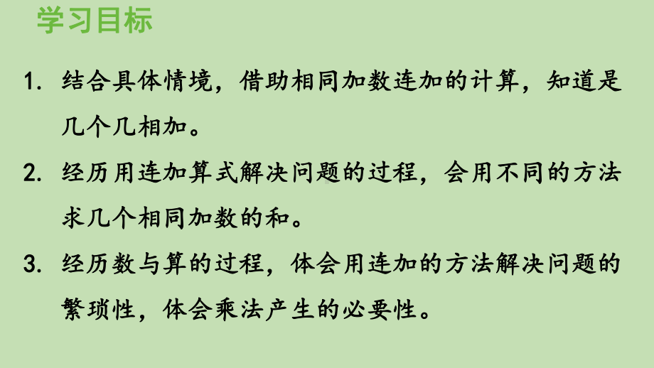 青岛版（六三制）二年级上册数学 一看魔术-乘法的初步认识信息窗1　求相同加数的和 ppt课件.pptx_第2页