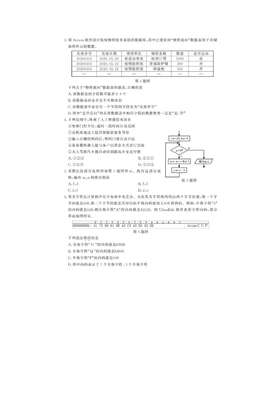 2021年1月浙江普通高中学考技术真题及答案.doc_第2页