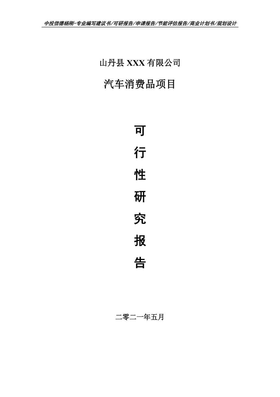 汽车消费品项目可行性研究报告建议书doc.doc_第1页