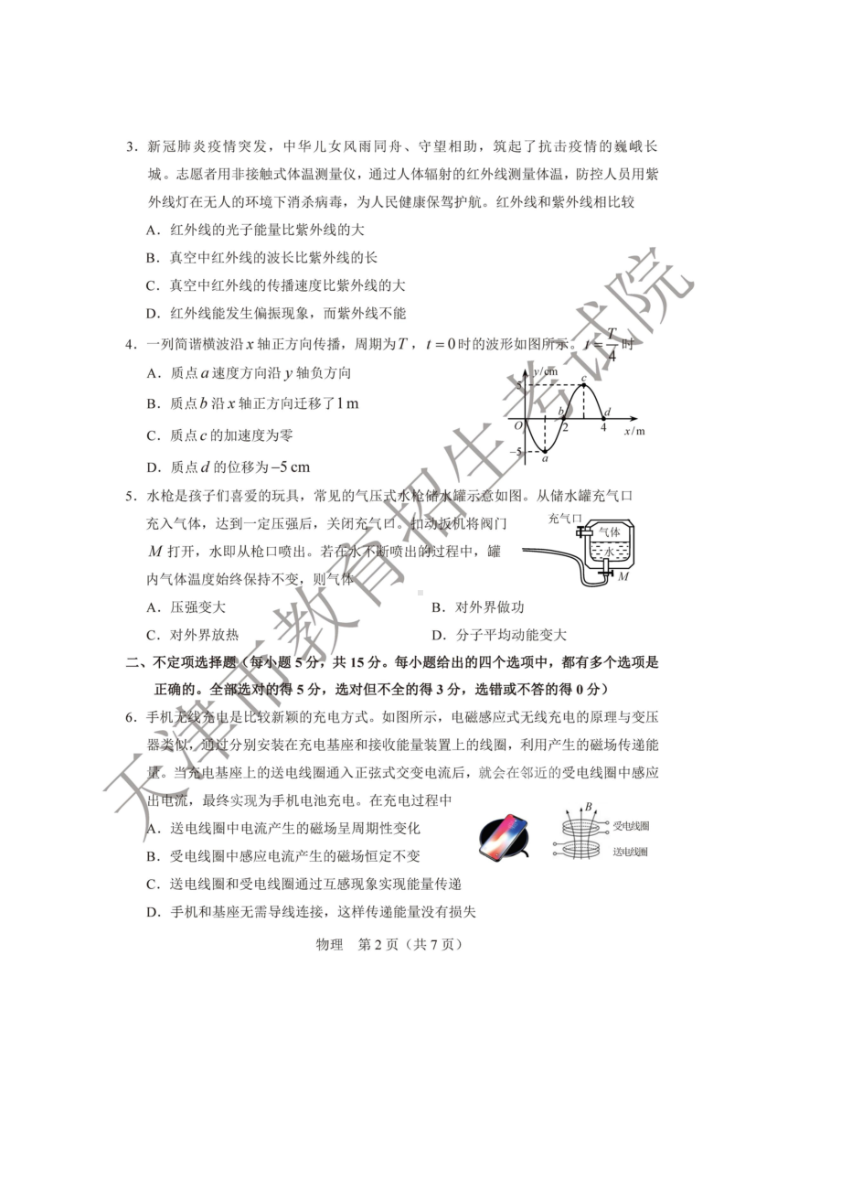 2020年天津普通高中学业水平等级性考试物理真题及答案.doc_第2页