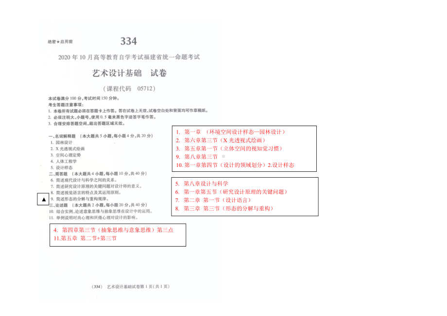 2020年10月福建省自考05712艺术设计基础试题.doc_第1页