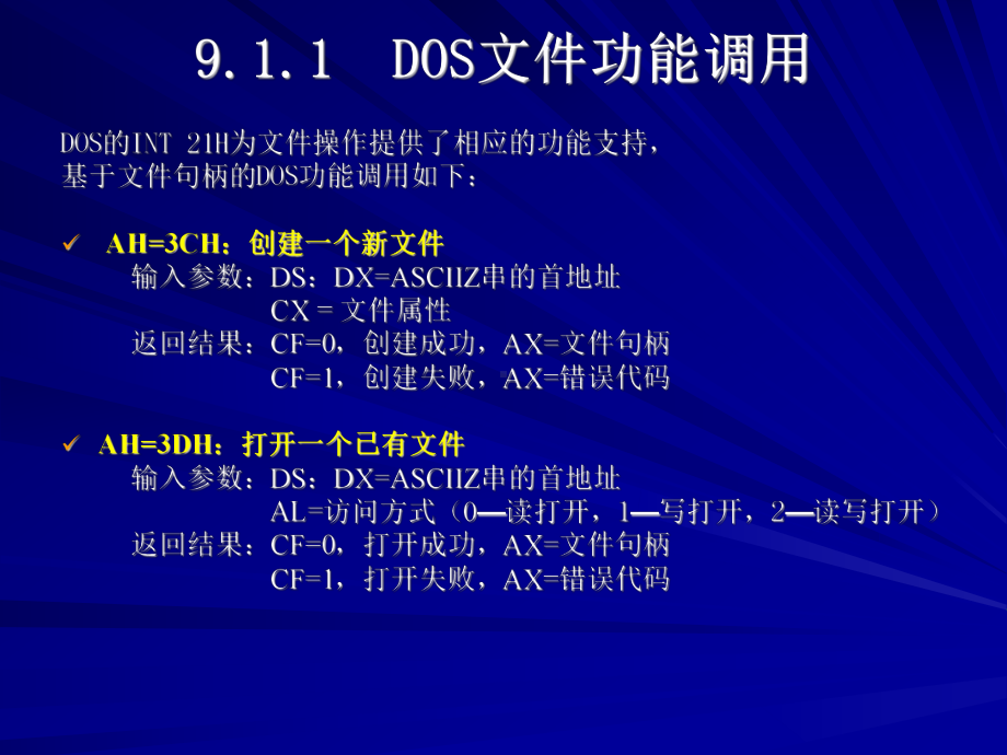 80＊86汇编语言程序设计 第2版 教学课件 ppt 作者 马力妮 第9章 磁盘文件存取方法.ppt_第3页