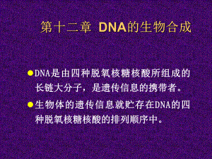 （精品课件教案ppt） 第十二章 dna的生物合成.ppt