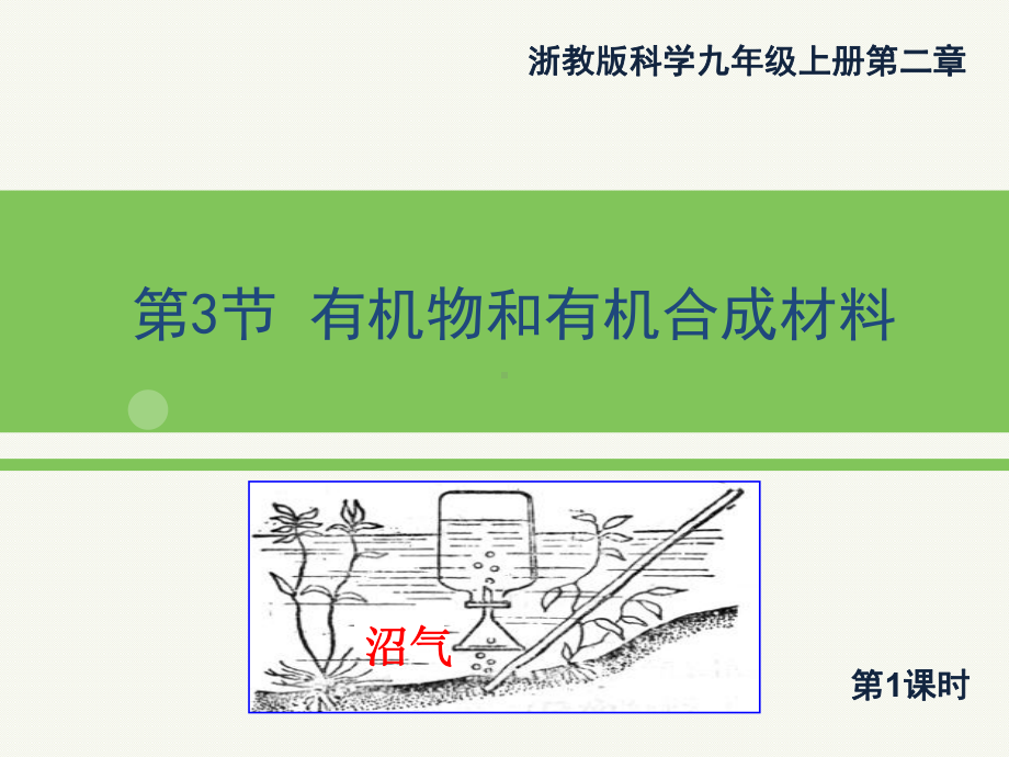 最新浙教版九年级上册科学2.3《有机物和有机合成材料》1第一课时优秀课件.ppt_第1页