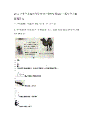 2019上半年上海教师资格初中物理学科知识与教学能力真题及答案.doc