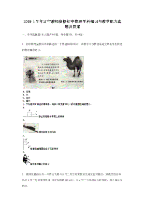 2019上半年辽宁教师资格初中物理学科知识与教学能力真题及答案.doc