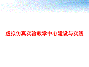 虚拟仿真实验教学中心建设与实践-ppt课件.ppt