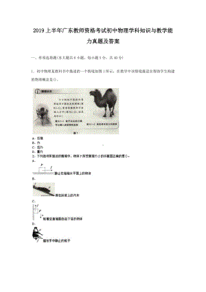 2019上半年广东教师资格考试初中物理学科知识与教学能力真题及答案.doc