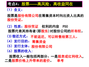 一轮复习课件-第六课-股票债券保险.ppt