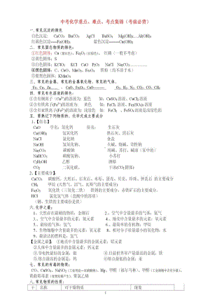 中考化学重点、难点、考点集锦！（考前必背）.docx