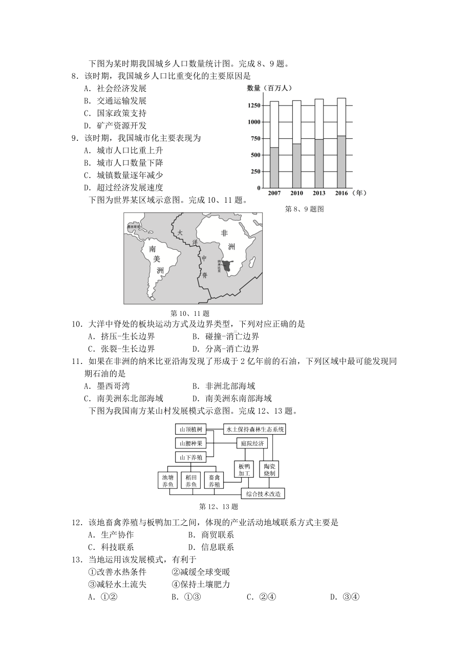 2018年浙江普通高中会考地理真题及答案.doc_第2页