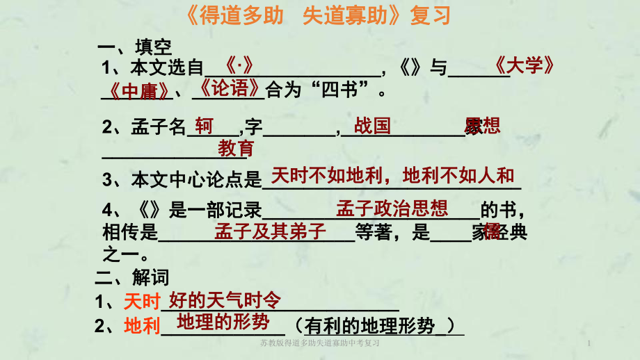 苏教版得道多助失道寡助中考复习课件.ppt_第1页