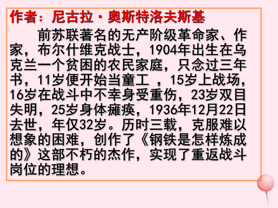 八年级语文下册第六单元名著导读《钢铁是怎样炼成的》课件新人教版.ppt_第3页