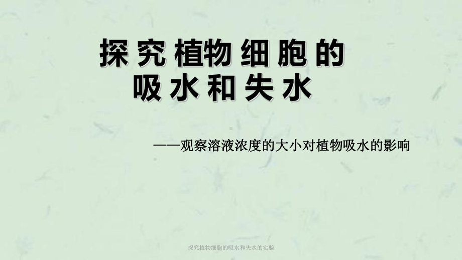 探究植物细胞的吸水和失水的实验课件.ppt_第1页