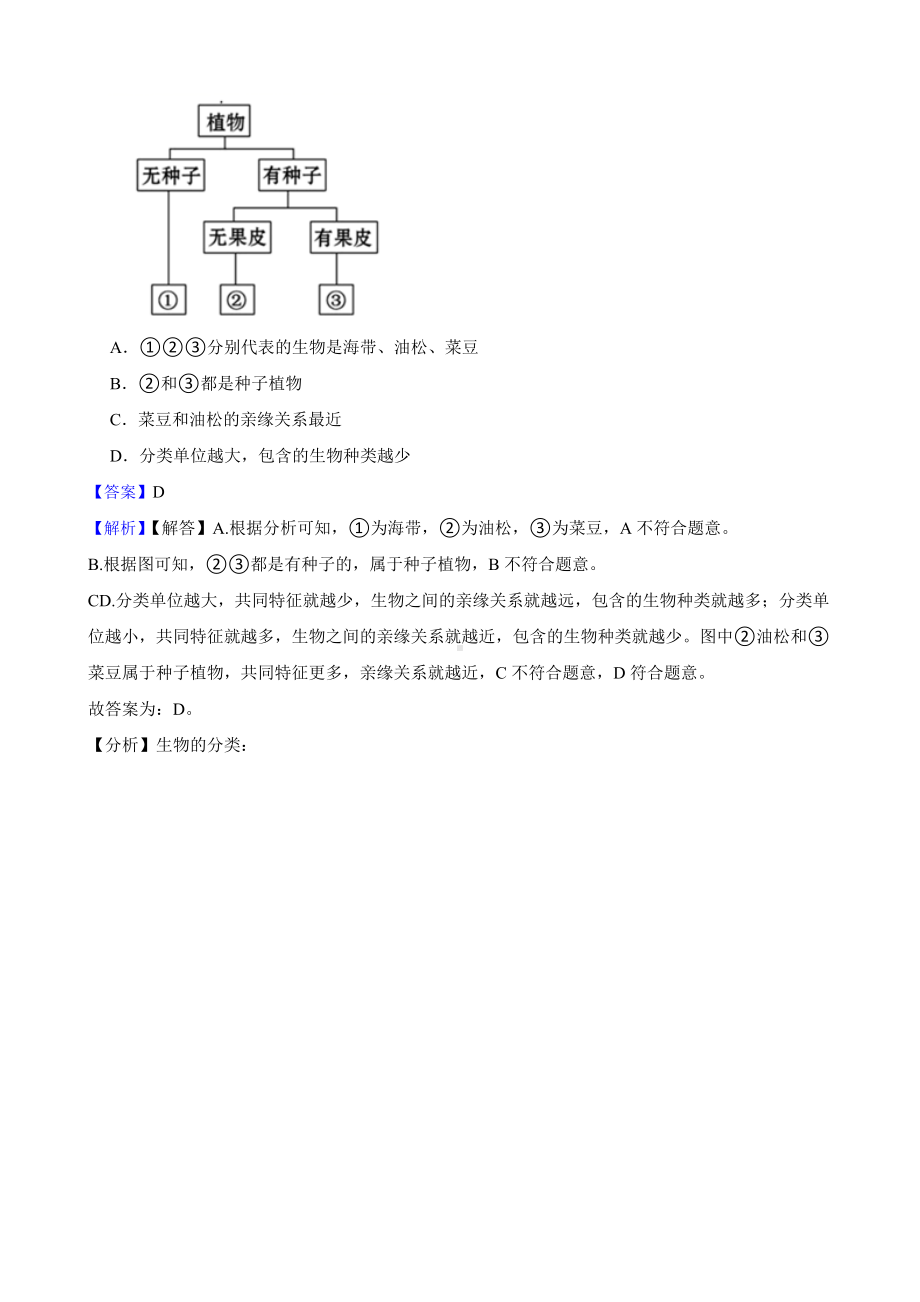 教师专用中考生物二轮复习测试专题 生物的分类和生物的多样性.docx_第3页