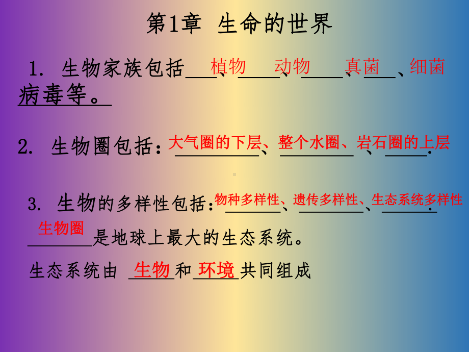 北师大版七年级生物上册总复习课件讲义.ppt_第2页