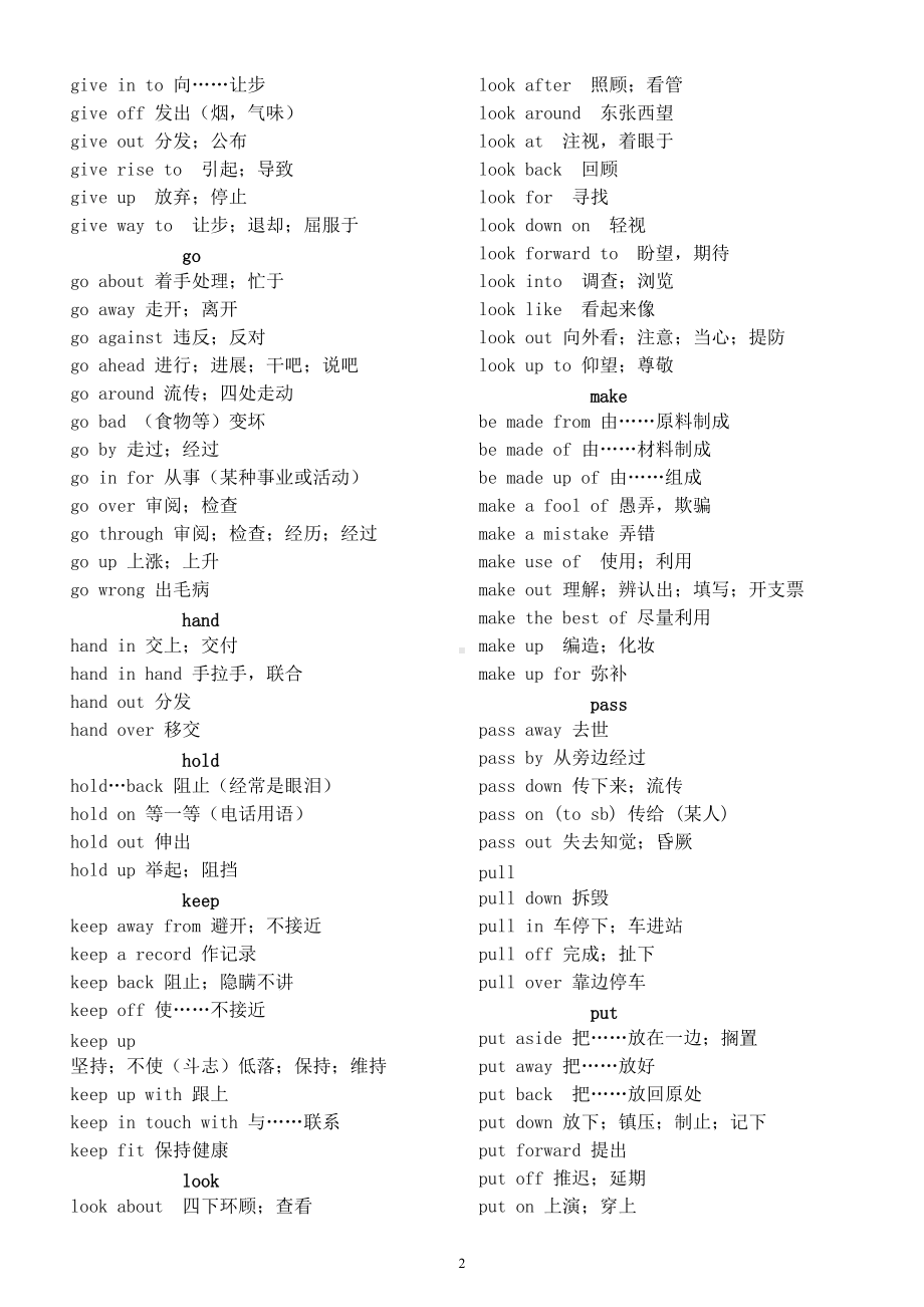 初中英语中考复习高频短语汇总（共三十组）.doc_第2页