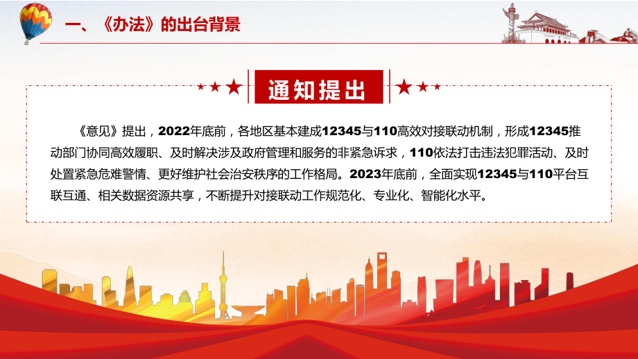 课件详细解读2022年国办《关于推动12345政务服务便民热线与110报警服务台高效对接联动的意见》PPT素材.pptx_第3页