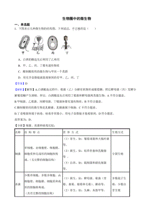 山东省2021年中考生物真题汇编 生物圈中的微生物（教师用卷）.pdf