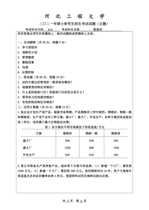 2021年河北工程大学硕士考研真题管理学.pdf