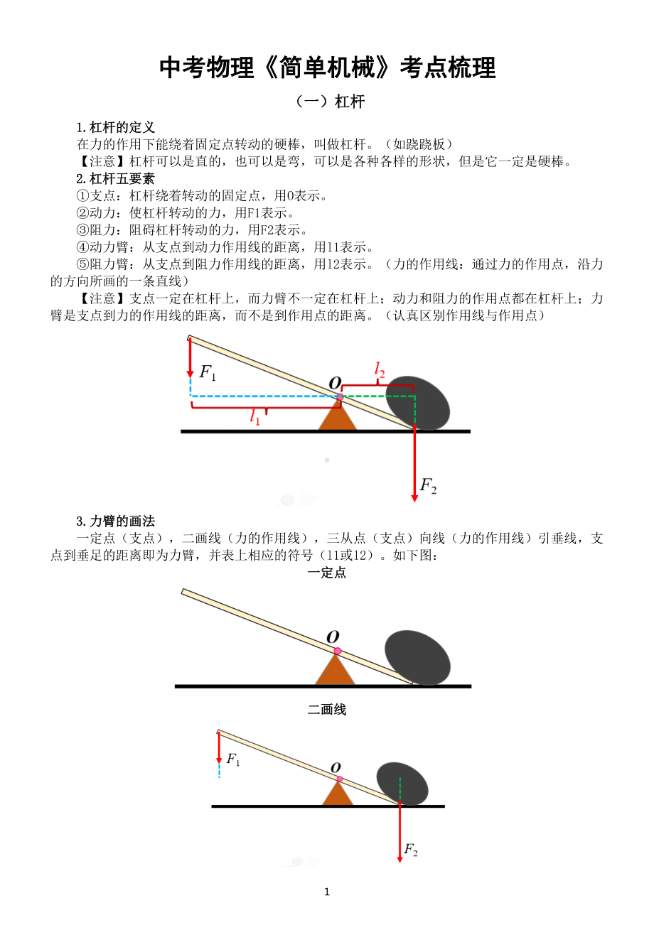 初中物理中考《简单机械》专项复习（考点+试题都是考试重点）.doc_第1页