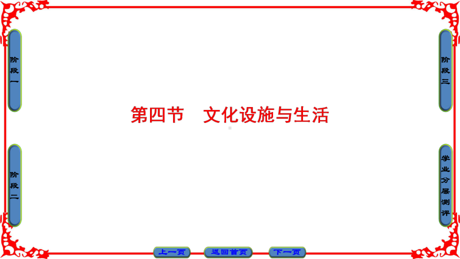 16-17学年高中地理鲁教版选修四课件第4单元第4节文化设施与生活.ppt_第1页