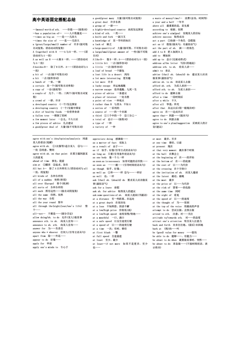 最全高中英语固定搭配.pdf_第1页