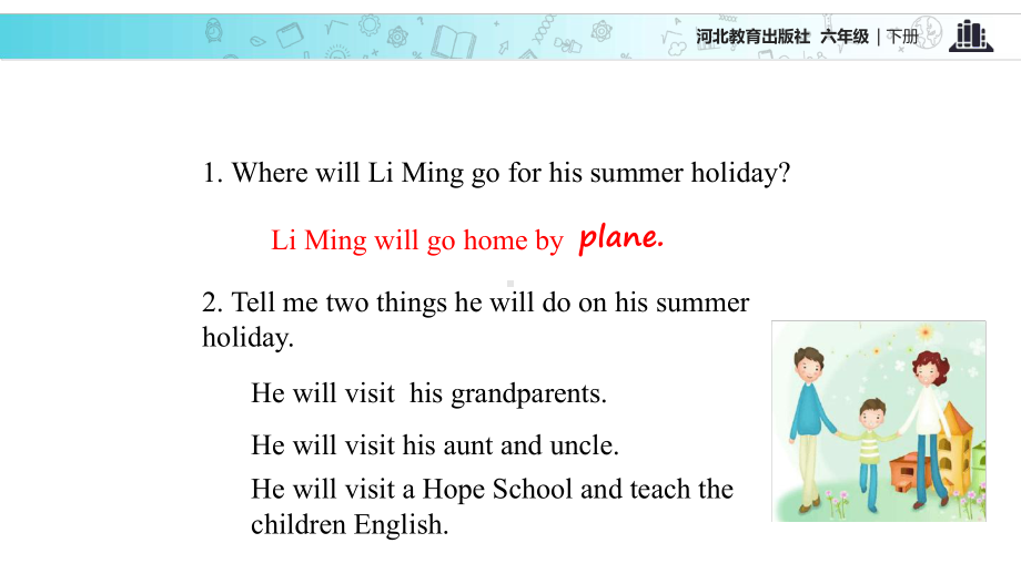 六年级下册英语课件-Unit-3-Lesson-15-Dannys-Summer-Holiday｜冀.ppt（无音视频）_第3页