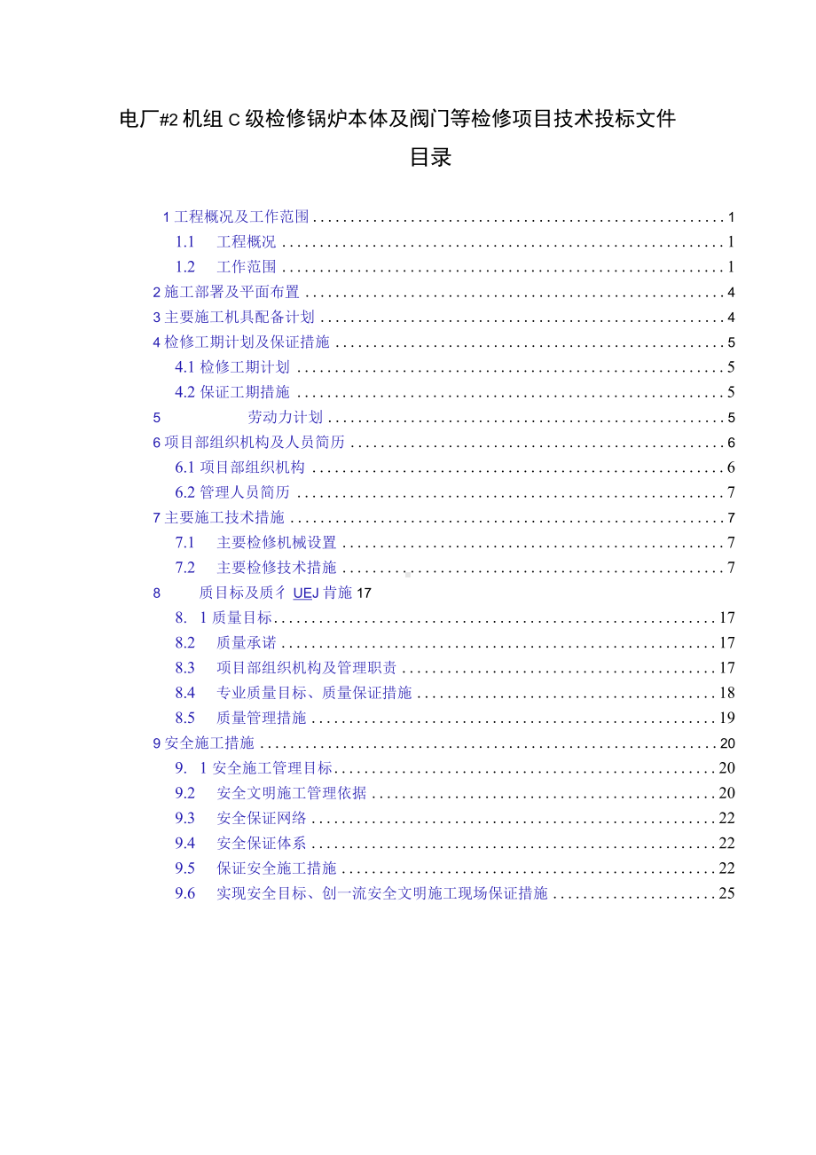 电厂#2机组C级检修锅炉本体及阀门等检修项目技术投标文件.docx_第1页