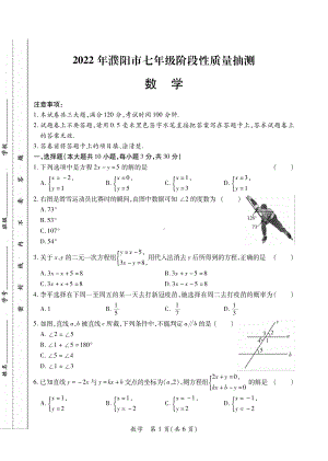 河南省濮阳市2021-2022学年七年级下学期阶段性质量抽测数学试题.pdf