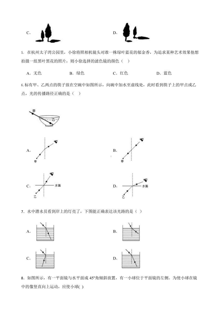 2022年浙教版科学七下期末复习阶梯训练：眼与光 （基础巩固）含答案.pptx_第2页