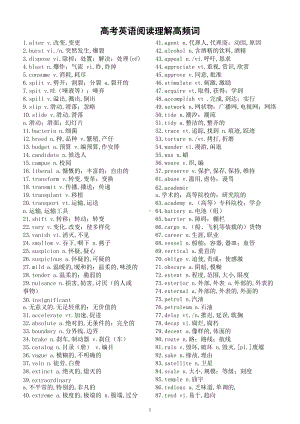 高中英语高考复习阅读理解高频词汇总（共690个）.doc