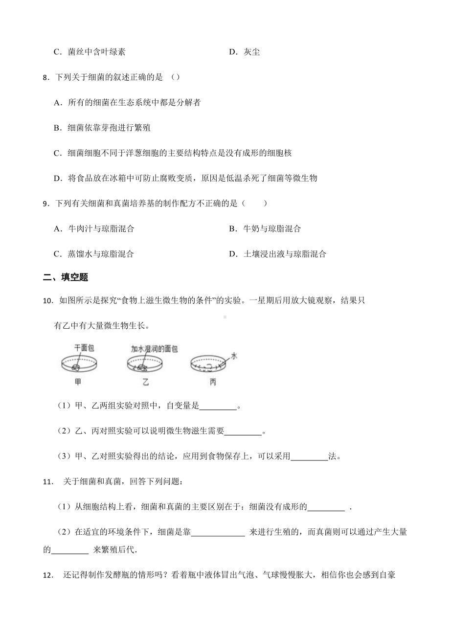 科学七下期末复习阶梯训练：微生物（优生加练）.pdf_第3页