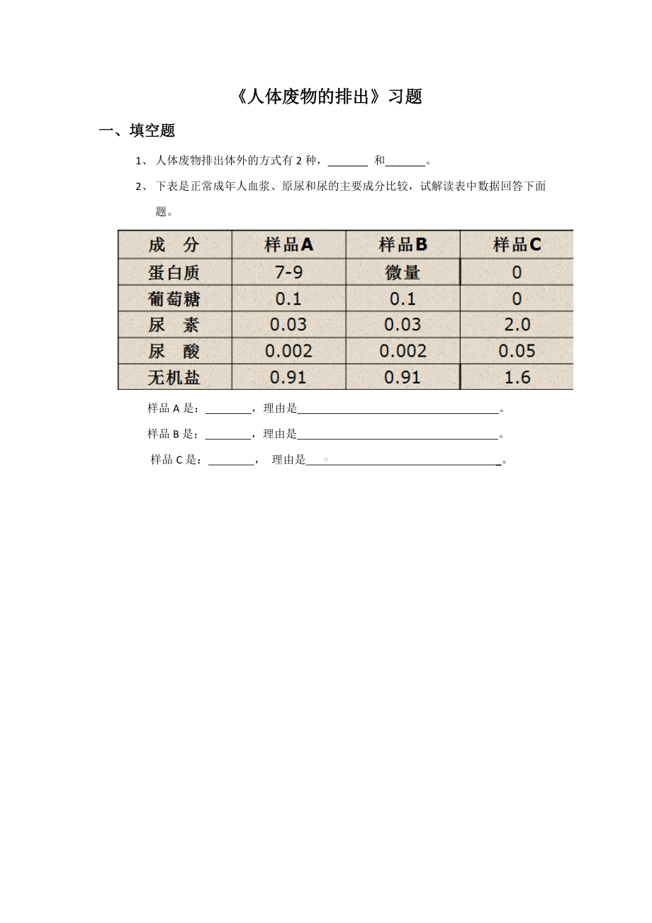 第11章《人体废物的排出》习题3.doc_第1页