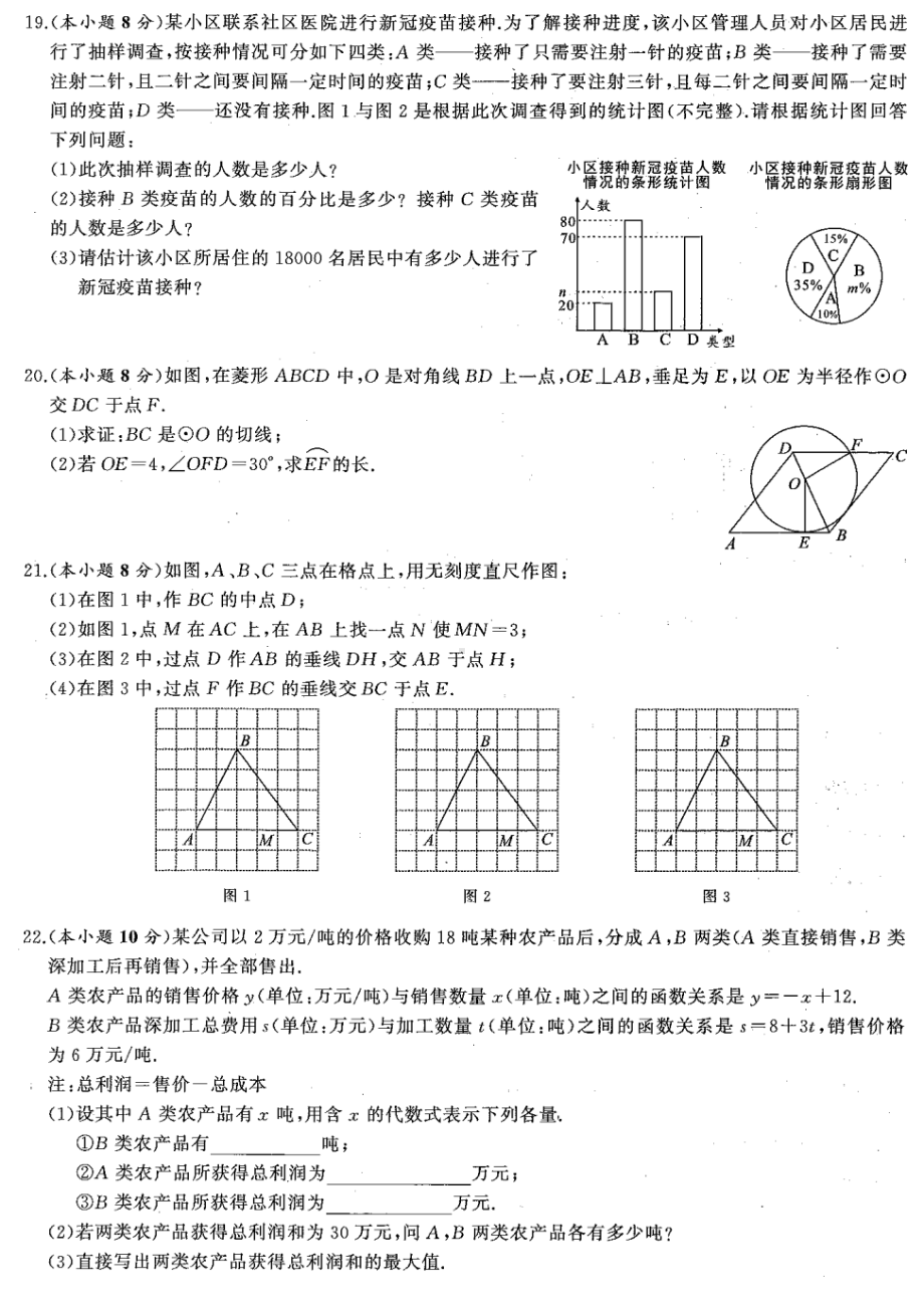 2022年湖北省武汉市新观察中考模拟数学试卷（四）.pdf_第3页